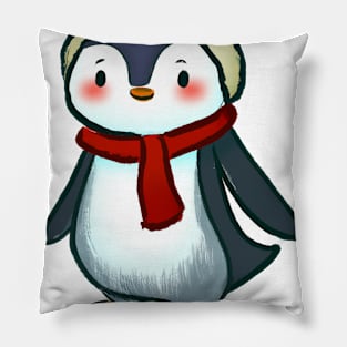 Cute Penguin Drawing Pillow