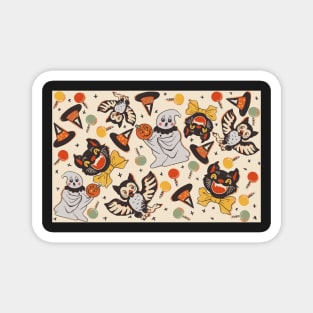 Vintage Halloween Spooks on Tan Magnet