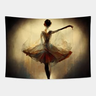 Wispy ballerina in the spotlight ready to dance. Tapestry