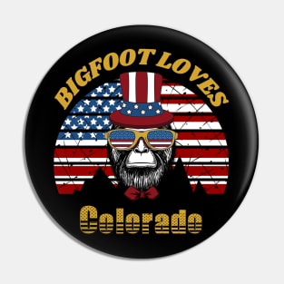 Bigfoot loves America and Colorado Pin