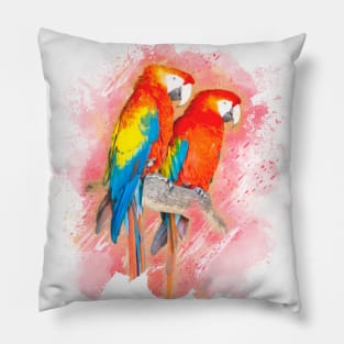 Parrot Bird Animal Wildlife Forest Jungle Nature Watercolor Pillow