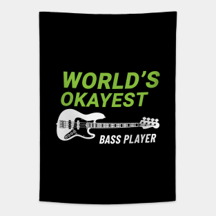 World's Okayest Bass Player J-Style Bass Guitar Dark Theme Tapestry