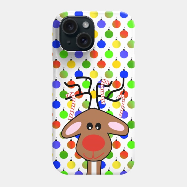 RED Nose Festive Holiday Reindeer - Cute Reindeer Art Phone Case by SartorisArt1