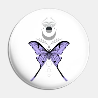 Moth with the moon and bay leaves Pin