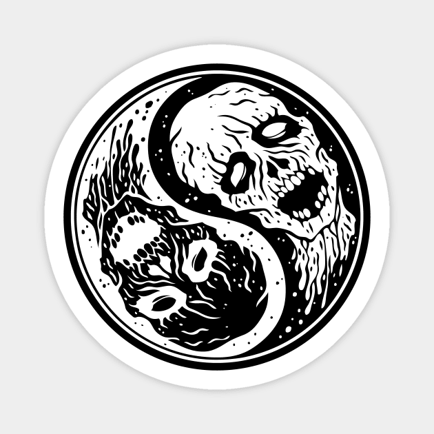 White Undead Yin Yang Zombies Magnet by jeffbartels