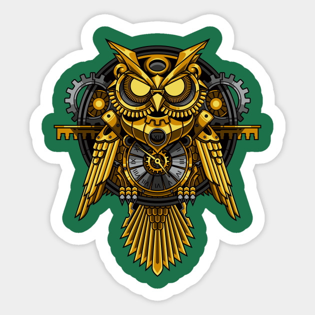 Bird Owl Robot Owl Illustration Sticker Teepublic