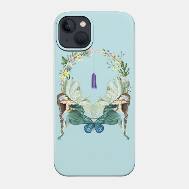 Golden Fairy Circle With Flowers And Crystals - Fairy - Phone Case