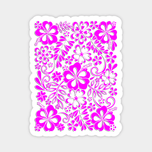 Hibiscus Pink and Purple Pattern Magnet