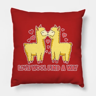 Love Wool Find a Way // Cute Alpaca Cartoon Pillow