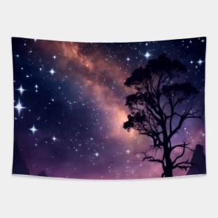 Fantasy Night Sky With Sparkling Stars Tapestry