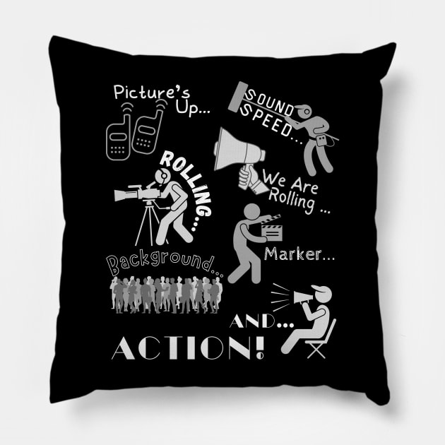 Film Crew Calls The Shots Pillow by WearablePSA