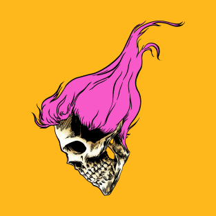 Pink Hair-Skull T-Shirt