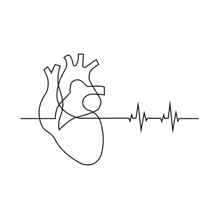 Aesthetic Heart Beating One Line Art Design T-Shirt