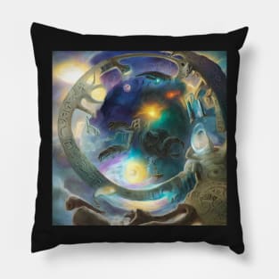 Alien Arcane Aesthic AiArt Rainbow Runes 3 Pillow