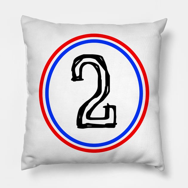 Two for You, Red and Blue Pillow by cheekymonkeysco