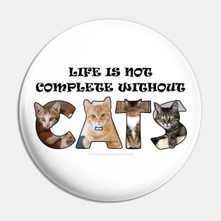 Life is not complete without cats - mixed cats oil painting word art Pin