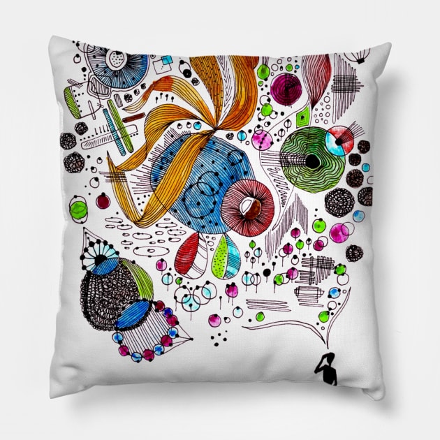 MY CRAZY BRAIN Pillow by MAYRAREINART