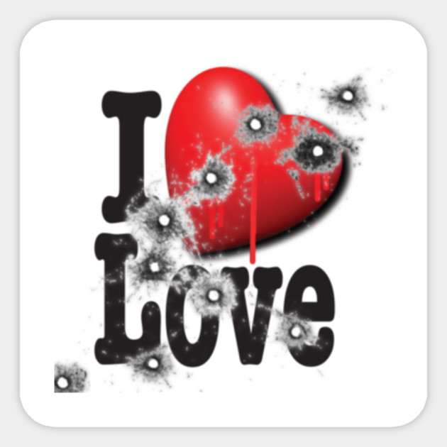 Heart Series Love Bullet Holes In Paintings Acrylic Sticker
