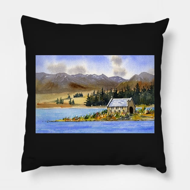 Church of the Good Shepherd, Tekapo, New Zealand Pillow by scatterlings