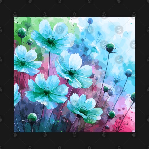 Blue Cosmos Flower by Jenni Arts