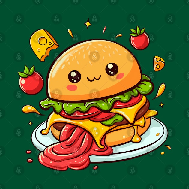 Kawaii burger with cheese by Verbinavision