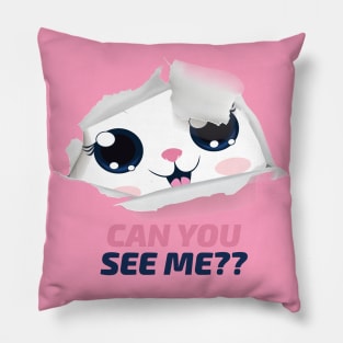 Cute Cat "Can you See Me" Pillow