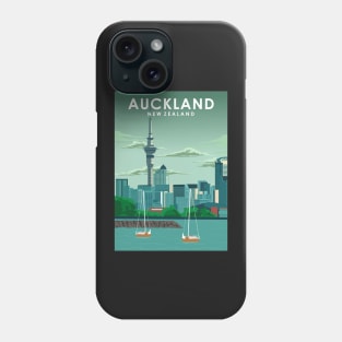 Auckland New Zealand Vintage Minimal Retro Travel Poster Phone Case