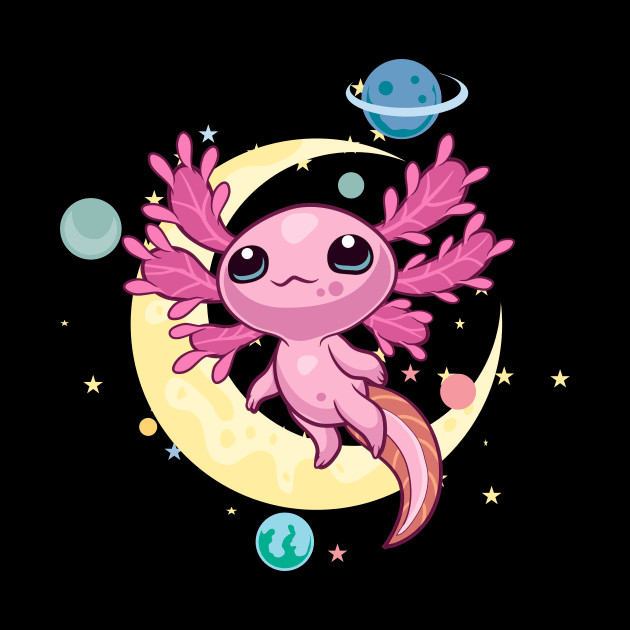 Space Axolotl kawaii pastel goth by DionArts