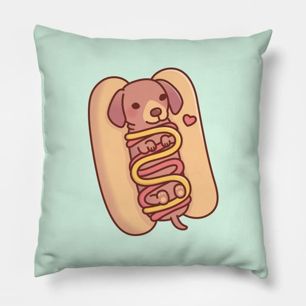 Cute Dachshund Hotdog Bun Pillow by rustydoodle