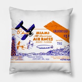 Historic 1933 Miami Air Races Ticket Pillow