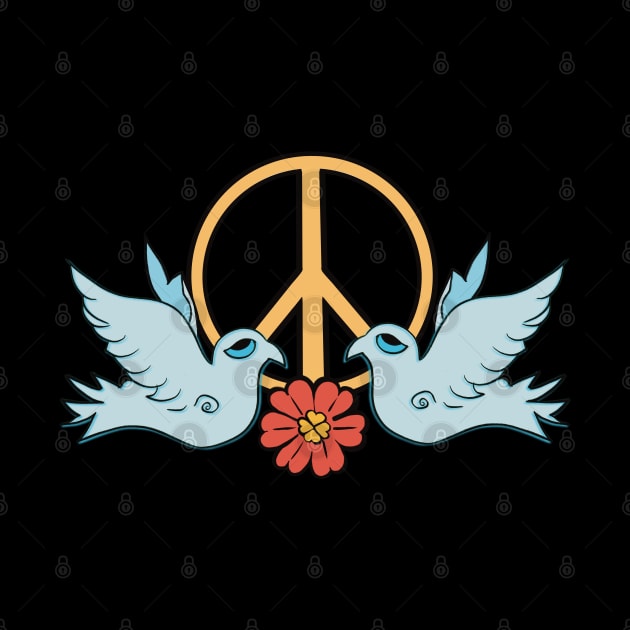 Dove with Peace Symbol by FlippinTurtles