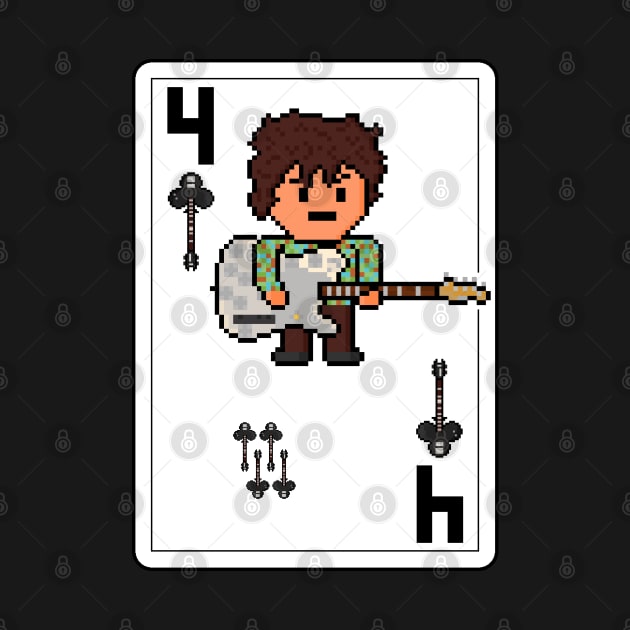 Pixelrockstars Four of Clubs Playing Card by gkillerb