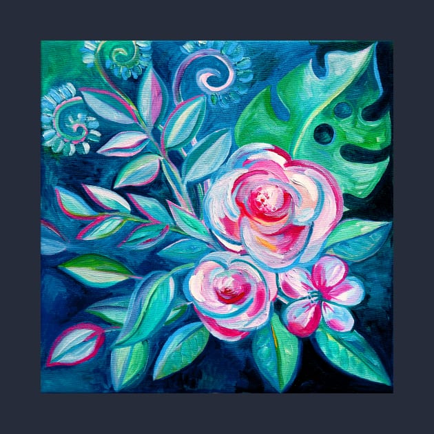 Tropical Camellia Extravaganza - oil on canvas by micklyn