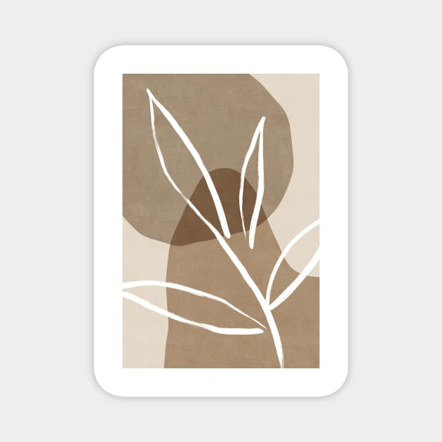 Abstract beige leaf branch Magnet by VectoryBelle