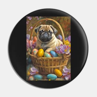 Pug Dog Easter Card Pin