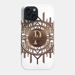 p letter monogrammed alphabet gifts in antique golden vintage style Phone Case