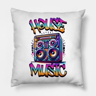 HOUSE MUSIC  - Graffiti Speaker Logo (black/pink/gold) Pillow