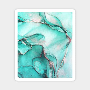 Cyan liquid marble pattern Magnet