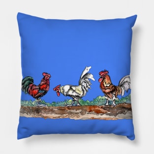 Three Roosters Pillow