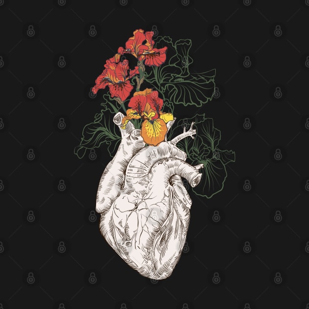 Human heart with flowers by Olga Berlet