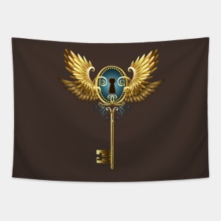 Key with Golden Wings ( Steampunk wings ) Tapestry