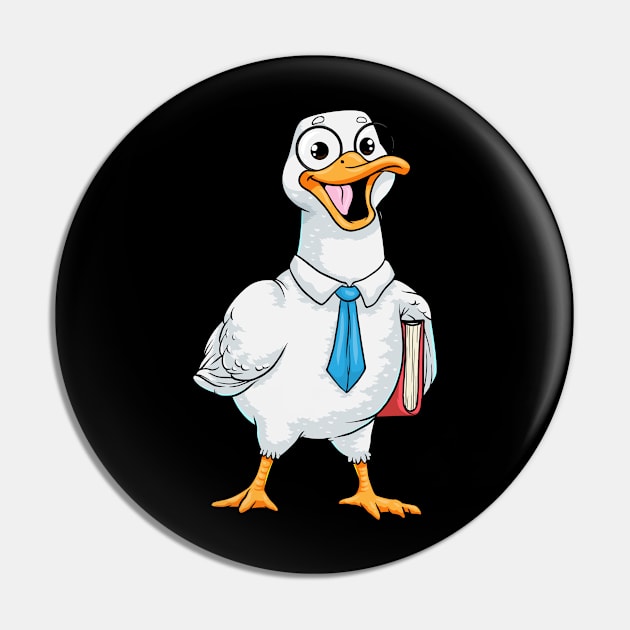 Duck as Teacher with Book Pin by Markus Schnabel