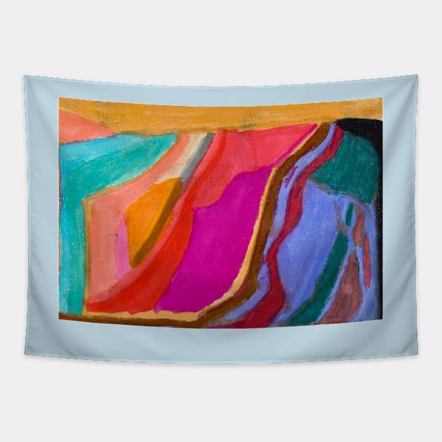 Colourful Unique Abstract Texta Colours Tapestry by PodmenikArt