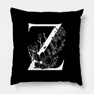 Letter Z Monogram - Floral Initial Pillow