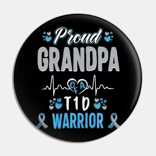 1D Proud Grandpa Diabetes Awareness Ype 1 Pancreas Insulin Pin