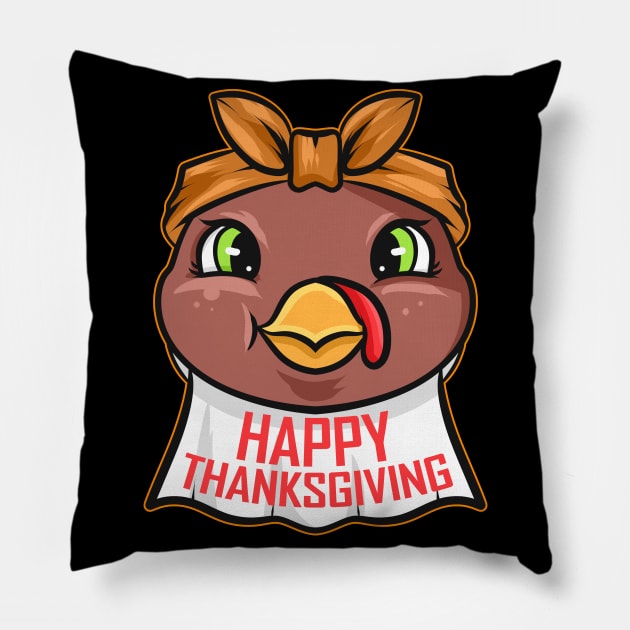 Turkey with Napkin Drool Bib Happy Thanksgiving Pillow by SinBle