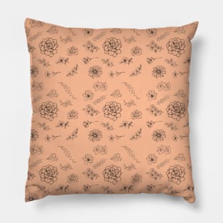 Floral Pattern on a Peach Background Pillow