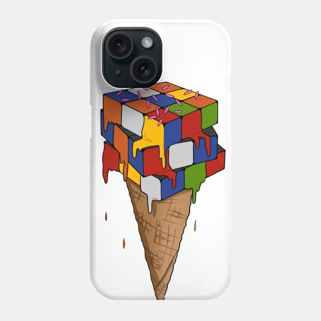 Melting Ice Cream Cone - Melting Rubik's Cube Inspired Design for people who know How to Solve a Rubik's Cube Phone Case by Cool Cube Merch