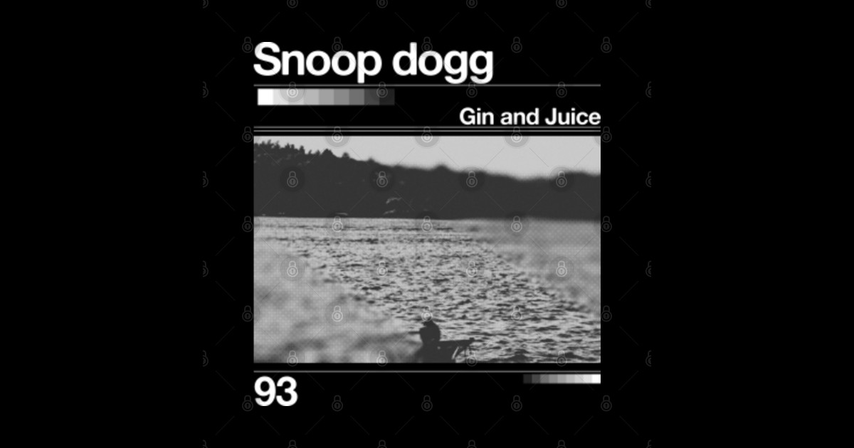 Gin and Juice Artwork 90's Design Snoop Dogg Sticker TeePublic