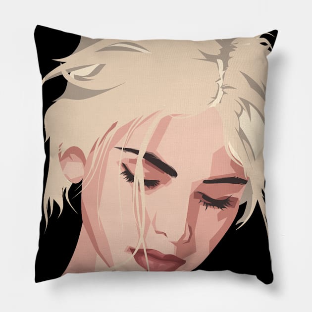 Girl With short Hair Pillow by King Salman